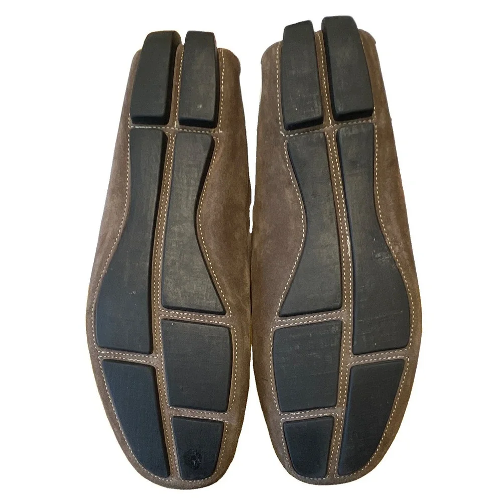 Bruno Magli Napoli Men's Brown Leather Slip-On Loafers 8M Rubber Sole Italy